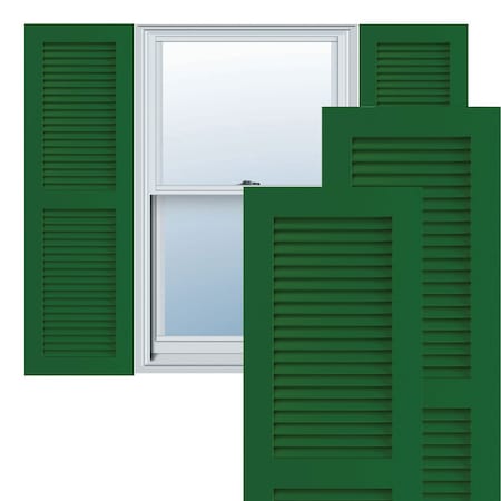 True Fit PVC Two Equal Louver Shutters, Viridian Green, 12W X 72H